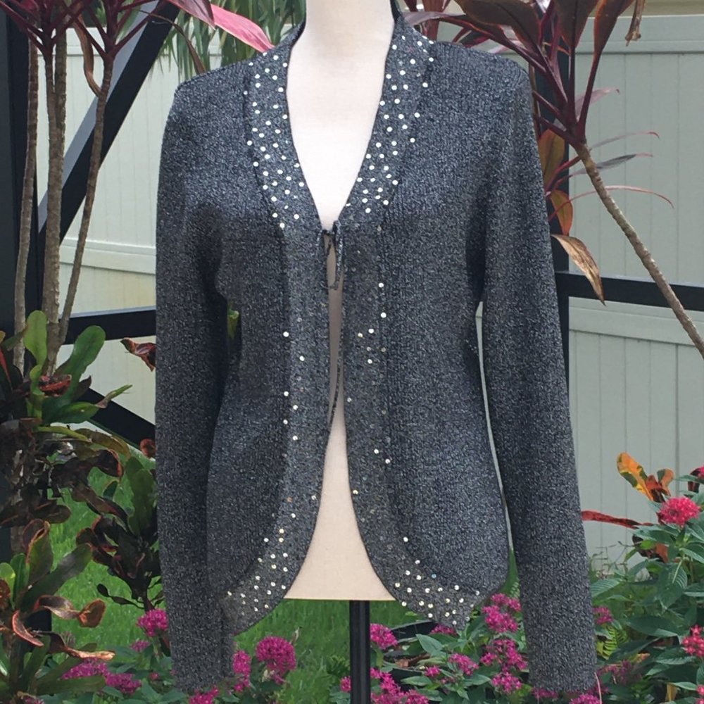 NWT Once Again Embellished  Metallic Cardigan